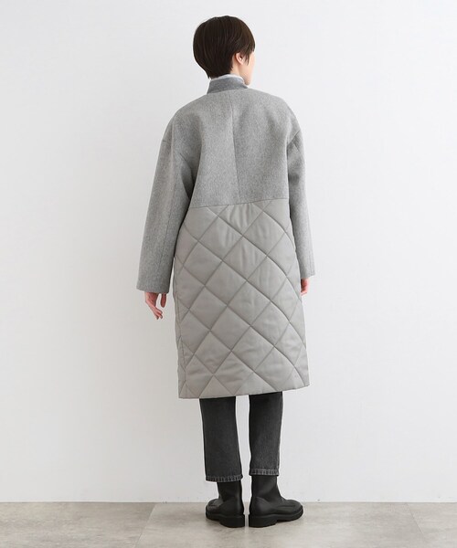INDIVI キルト&ウール切り替えデザインコート INDIVI（インディヴィ）の「◇【トレンド／ロング丈】キルト＆ウール