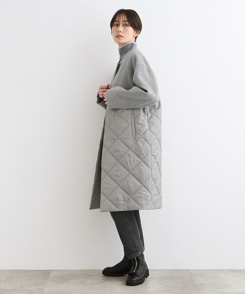 INDIVI キルト&ウール切り替えデザインコート INDIVI（インディヴィ）の「◇【トレンド／ロング丈】キルト＆ウール