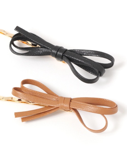 studio CLIP（スタディオクリップ）の「【daily CLIP】フェイクレザーリボンピン（ヘアピン・レディース・ブラウン/ベージュ/ブラック・FREE）」の8枚目の写真