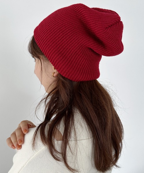 un+frame（アンフレーム）の「simple knit beanie／リブ編みカジュアルニットビーニー（ニットキャップ/ビーニー・レディース・ブルー/オレンジ/アイボリー/レッド/ブラウン/カーキ/ブラック/チャコールグレー・FREE）」の7枚目の写真
