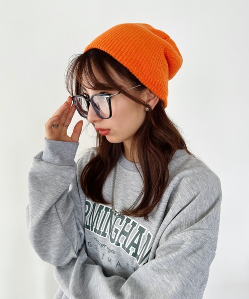 un+frame（アンフレーム）の「simple knit beanie／リブ編みカジュアルニットビーニー（ニットキャップ/ビーニー・レディース・ブルー/オレンジ/アイボリー/レッド/ブラウン/カーキ/ブラック/チャコールグレー・FREE）」の8枚目の写真