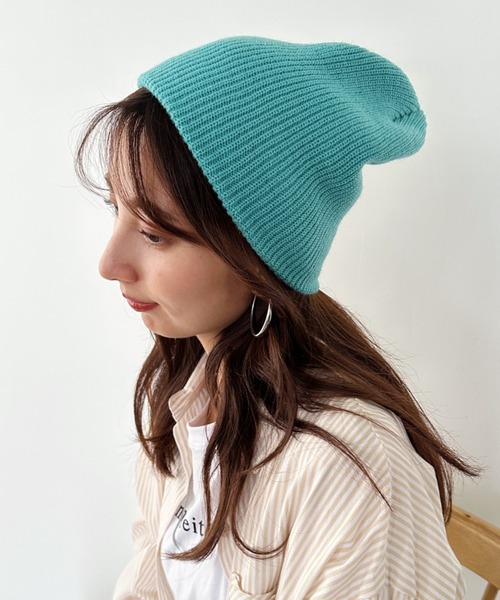 un+frame（アンフレーム）の「simple knit beanie／リブ編みカジュアルニットビーニー（ニットキャップ/ビーニー・レディース・ブルー/オレンジ/アイボリー/レッド/ブラウン/カーキ/ブラック/チャコールグレー・FREE）」の6枚目の写真