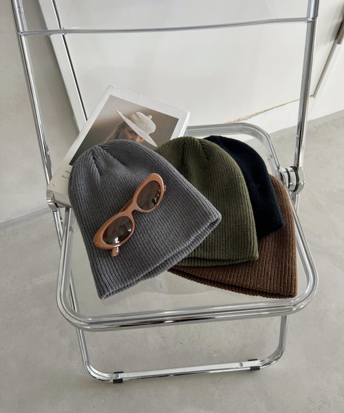 un+frame（アンフレーム）の「simple knit beanie／リブ編みカジュアルニットビーニー（ニットキャップ/ビーニー・レディース・ブルー/オレンジ/アイボリー/レッド/ブラウン/カーキ/ブラック/チャコールグレー・FREE）」の12枚目の写真