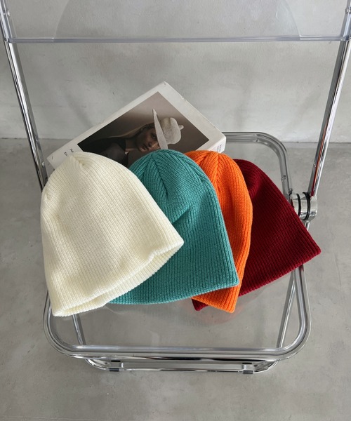un+frame（アンフレーム）の「simple knit beanie／リブ編みカジュアルニットビーニー（ニットキャップ/ビーニー・レディース・ブルー/オレンジ/アイボリー/レッド/ブラウン/カーキ/ブラック/チャコールグレー・FREE）」の13枚目の写真