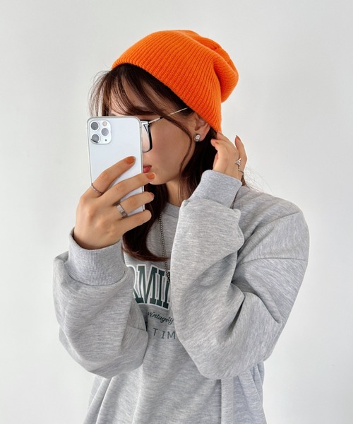 un+frame（アンフレーム）の「simple knit beanie／リブ編みカジュアルニットビーニー（ニットキャップ/ビーニー・レディース・ブルー/オレンジ/アイボリー/レッド/ブラウン/カーキ/ブラック/チャコールグレー・FREE）」の15枚目の写真