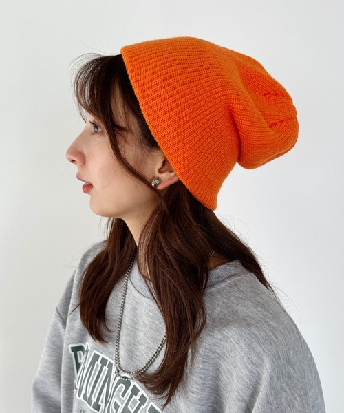 un+frame（アンフレーム）の「simple knit beanie／リブ編みカジュアルニットビーニー（ニットキャップ/ビーニー・レディース・ブルー/オレンジ/アイボリー/レッド/ブラウン/カーキ/ブラック/チャコールグレー・FREE）」の20枚目の写真