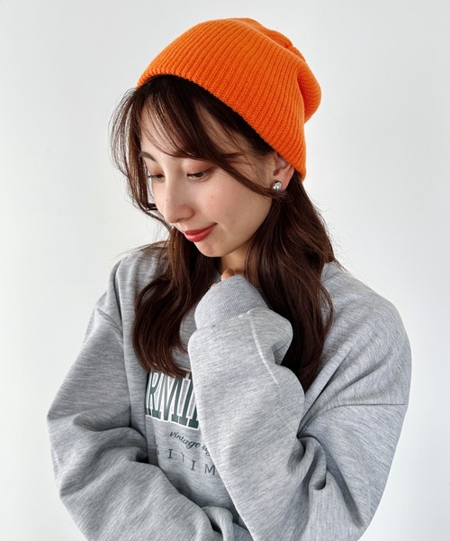 un+frame（アンフレーム）の「simple knit beanie／リブ編みカジュアルニットビーニー（ニットキャップ/ビーニー・レディース・ブルー/オレンジ/アイボリー/レッド/ブラウン/カーキ/ブラック/チャコールグレー・FREE）」の17枚目の写真