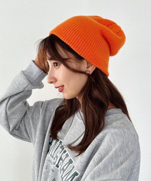 un+frame（アンフレーム）の「simple knit beanie／リブ編みカジュアルニットビーニー（ニットキャップ/ビーニー・レディース・ブルー/オレンジ/アイボリー/レッド/ブラウン/カーキ/ブラック/チャコールグレー・FREE）」の19枚目の写真
