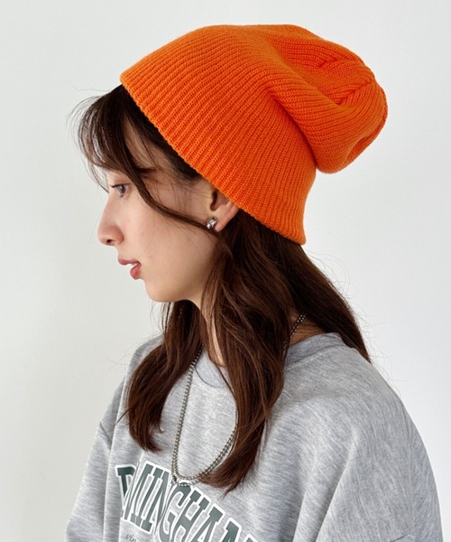 un+frame（アンフレーム）の「simple knit beanie／リブ編みカジュアルニットビーニー（ニットキャップ/ビーニー・レディース・ブルー/オレンジ/アイボリー/レッド/ブラウン/カーキ/ブラック/チャコールグレー・FREE）」の21枚目の写真