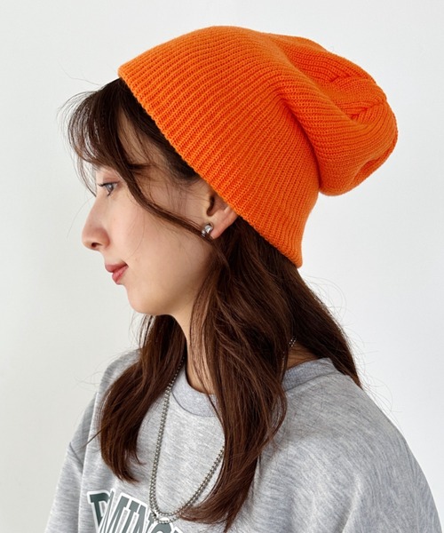 un+frame（アンフレーム）の「simple knit beanie／リブ編みカジュアルニットビーニー（ニットキャップ/ビーニー・レディース・ブルー/オレンジ/アイボリー/レッド/ブラウン/カーキ/ブラック/チャコールグレー・FREE）」の22枚目の写真