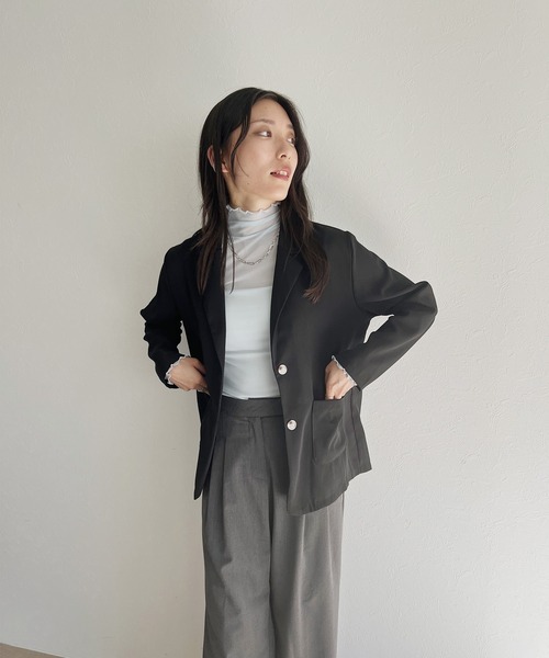 ISOOK(アイスー)の「【ISOOK / アイスー】ライトテーラードジャケット / ミドル丈 オケージョン ZOZOTOWN限定(テーラードジャケット・レディース・ブラック/ベージュ・FREE)」の10枚目の写真