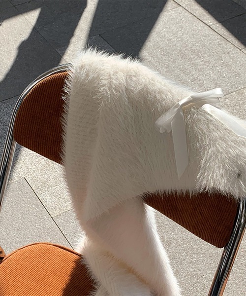 by muni:r（バイ ムニール）の「リボンアンゴラ風ニットカーディガン（ニット/セーター・レディース・アイボリー/ブラック/グレー/ピンク・FREE）」の13枚目の写真