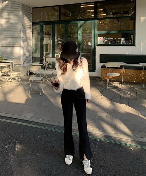 by muni:r（バイ ムニール）の「リボンアンゴラ風ニットカーディガン（ニット/セーター・レディース・アイボリー/ブラック/グレー/ピンク・FREE）」の7枚目の写真