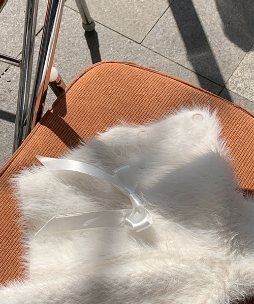 by muni:r（バイ ムニール）の「リボンアンゴラ風ニットカーディガン（ニット/セーター・レディース・アイボリー/ブラック/グレー/ピンク・FREE）」の11枚目の写真