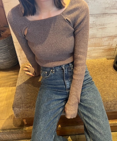 セール】【HIT ITEM!!】スリットショルダーニット / slit shoulder  