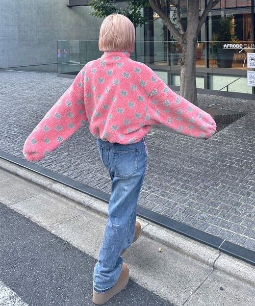 Alley by w closet(アリーバイダブルクローゼット)の「【Alley】ハーフジップボアショートプルオーバー(スウェット・レディース・ブルー/ピンク/オフホワイト/ホワイト/ピンク系その他・FREE)」の17枚目の写真