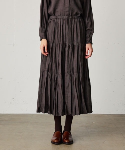 MidiUmi（ミディウミ）の「ティアードスカート（スカート・レディース・ブルー/ブラウン/ブラック・FREE）」の3枚目の写真