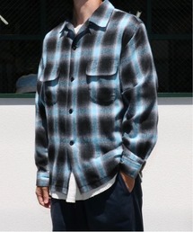 TOWNCRAFT/タウンクラフト OMBRE W-FLAP 50S LOOP COLLAR SHIRTS チェックシャツ 長袖