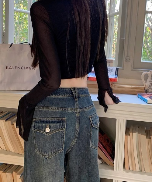 .KOM（ドットコム）の「A'GEM/9 × .kom『.kom/ドットケーオーエム』ブーツカットビンテージデニムパンツ（デニムパンツ・レディース・インディゴブルー・L/S/M）」の15枚目の写真