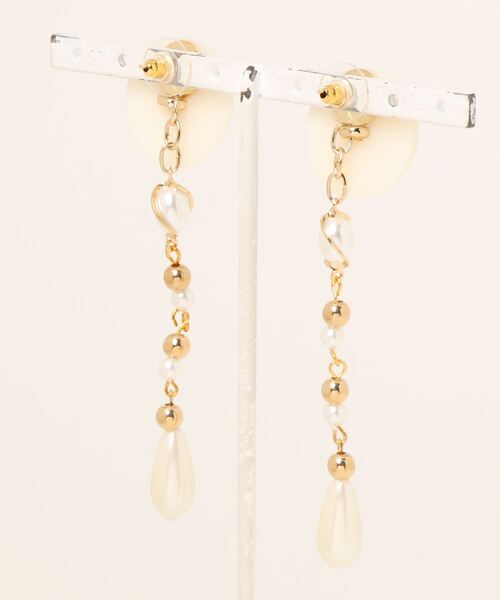 tone（トーン）の「【Astyle】インポートボタン×パールピアス(MA)（ピアス（両耳用）・レディース・ゴールド・FREE）」の3枚目の写真