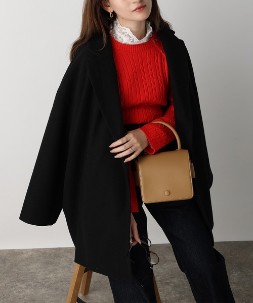 acro(アクロ)の「フェイクウールテーラードコクーンコート/AC3836(その他アウター・レディース・ブラック/アイボリー/ホワイト・フリ-)」の3枚目の写真