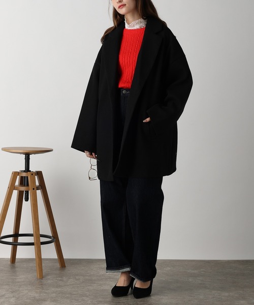 acro(アクロ)の「フェイクウールテーラードコクーンコート/AC3836(その他アウター・レディース・ブラック/アイボリー/ホワイト・フリ-)」の14枚目の写真