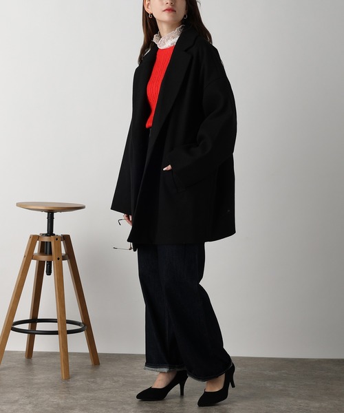 acro(アクロ)の「フェイクウールテーラードコクーンコート/AC3836(その他アウター・レディース・ブラック/アイボリー/ホワイト・フリ-)」の15枚目の写真