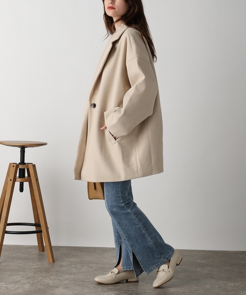 acro(アクロ)の「フェイクウールテーラードコクーンコート/AC3836(その他アウター・レディース・ブラック/アイボリー/ホワイト・フリ-)」の11枚目の写真