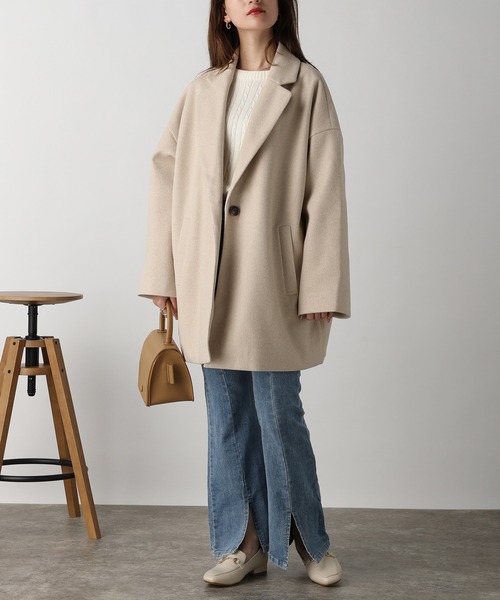 acro(アクロ)の「フェイクウールテーラードコクーンコート/AC3836(その他アウター・レディース・ブラック/アイボリー/ホワイト・フリ-)」の12枚目の写真