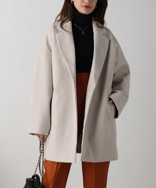 acro(アクロ)の「フェイクウールテーラードコクーンコート/AC3836(その他アウター・レディース・ブラック/アイボリー/ホワイト・フリ-)」の4枚目の写真