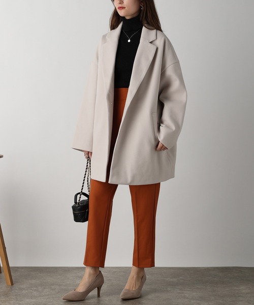 acro(アクロ)の「フェイクウールテーラードコクーンコート/AC3836(その他アウター・レディース・ブラック/アイボリー/ホワイト・フリ-)」の6枚目の写真