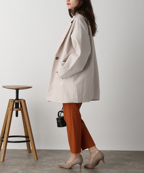 acro(アクロ)の「フェイクウールテーラードコクーンコート/AC3836(その他アウター・レディース・ブラック/アイボリー/ホワイト・フリ-)」の7枚目の写真