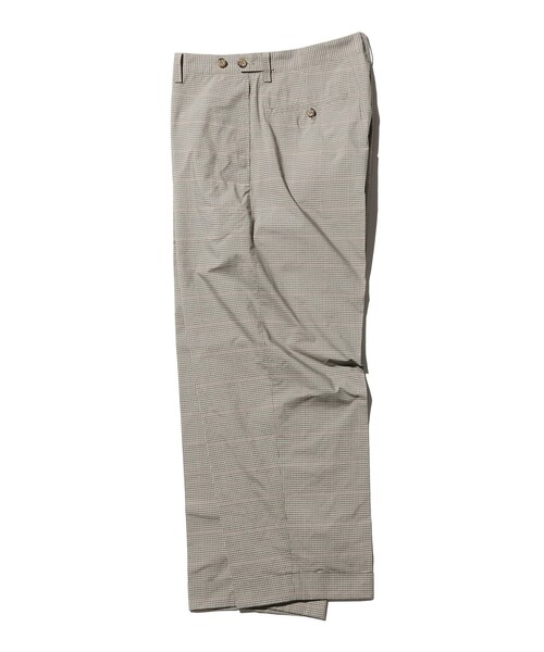 BEAMS PLUS / ポリエステル レーヨン チェック ワイド アイビー トラウザーズ