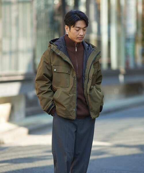 ITEMS URBANRESEARCH(アイテムズ アーバンリサーチ)の「中綿ライナー脱着マウンテンフーディージャケット(マウンテンパーカー・メンズ・ブラック/ベージュ/カーキ・LARGE/MEDIUM)」の6枚目の写真