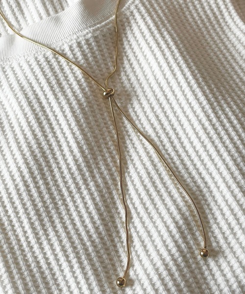 PARKS TOKYO SELECT(パークストウキョウセレクト)の「金属アレルギー対応 サージカルステンレス/316L スライド式Y字チェーン ループタイネックレス(ネックレス・レディース・シルバー/ゴールド・FREE)」の7枚目の写真