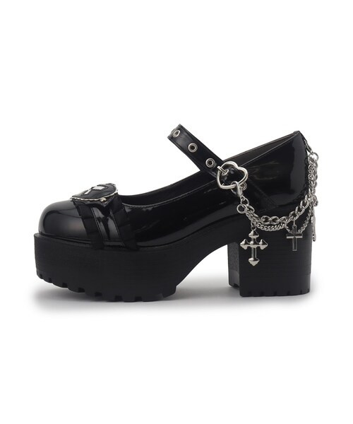 cs T&P（シーエスティーアンドピー）の「厚底ハートフリルストラップパンプス（パンプス・レディース・ホワイト系2/ブラック系1・S/M/L/LL）」の15枚目の写真