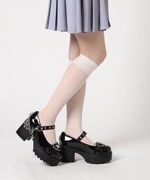 厚底ハートフリルストラップパンプス