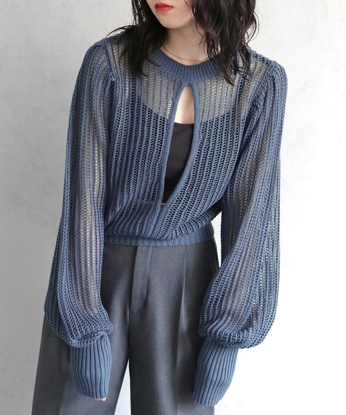 cheriella(シェリエラ)の「【cheriella】前後2WAYスリットメッシュニット 2-WAY SLIT MESH KNIT(ニット/セーター・レディース・ブラック/アイボリー/ブルー・M)」の3枚目の写真