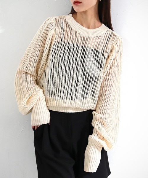 cheriella(シェリエラ)の「【cheriella】前後2WAYスリットメッシュニット 2-WAY SLIT MESH KNIT(ニット/セーター・レディース・ブラック/アイボリー/ブルー・M)」の18枚目の写真