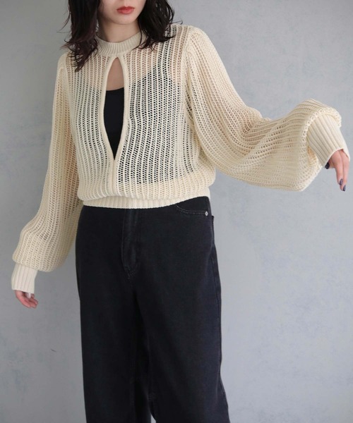 cheriella(シェリエラ)の「【cheriella】前後2WAYスリットメッシュニット 2-WAY SLIT MESH KNIT(ニット/セーター・レディース・ブラック/アイボリー/ブルー・M)」の21枚目の写真