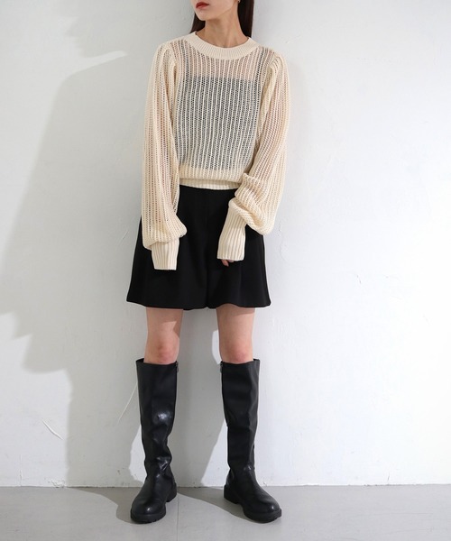 cheriella(シェリエラ)の「【cheriella】前後2WAYスリットメッシュニット 2-WAY SLIT MESH KNIT(ニット/セーター・レディース・ブラック/アイボリー/ブルー・M)」の6枚目の写真