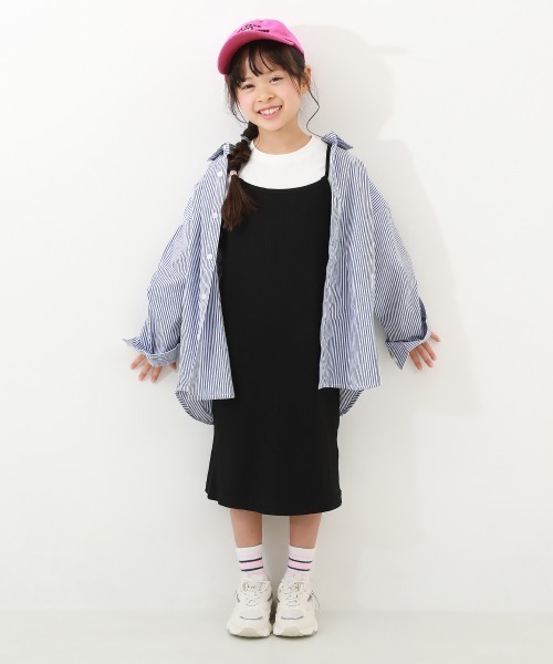 devirock(デビロック)の「リブキャミワンピース(ワンピース・キッズ・ピンク系6/ベージュ系1/ブラック/ブルーグレー・100cm/110cm/120cm/130cm/140cm/150cm/160cm)」の5枚目の写真