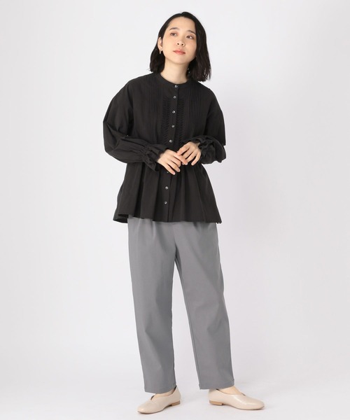 studio CLIP（スタディオクリップ）の「【みんなのリクエストブラウス】柔らか華やぎブラウス（ビジネスシャツ・レディース・オフホワイト/ブルー/ブラック・FREE）」の9枚目の写真