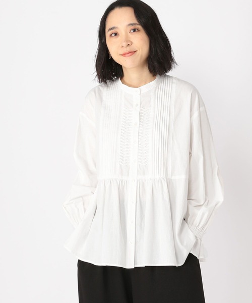 studio CLIP（スタディオクリップ）の「【みんなのリクエストブラウス】柔らか華やぎブラウス（ビジネスシャツ・レディース・オフホワイト/ブルー/ブラック・FREE）」の11枚目の写真