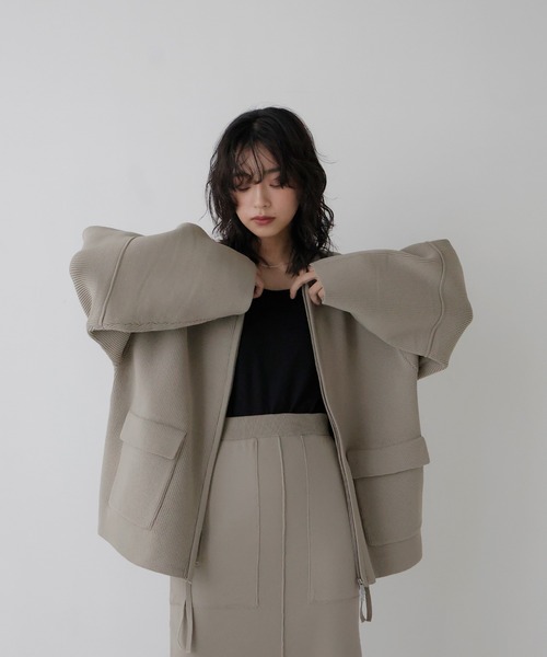 hellam（へラム）の「フラップポケットブルゾン（カーディガン/ボレロ・レディース・ホワイト/ブラック×ホワイト/杢グレー/グレイッシュベージュ/ブラック/ホワイト×ブラック・FREE）」の6枚目の写真