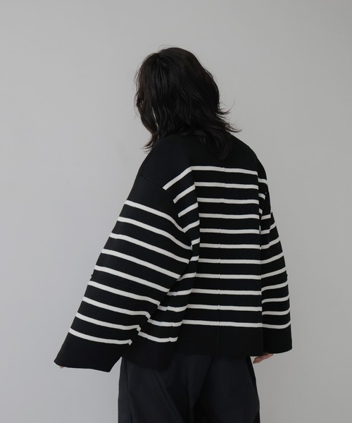 hellam（へラム）の「フラップポケットブルゾン（カーディガン/ボレロ・レディース・ホワイト/ブラック×ホワイト/杢グレー/グレイッシュベージュ/ブラック/ホワイト×ブラック・FREE）」の12枚目の写真