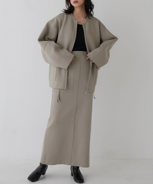 hellam（へラム）の「フラップポケットブルゾン（カーディガン/ボレロ・レディース・ホワイト/ブラック×ホワイト/杢グレー/グレイッシュベージュ/ブラック/ホワイト×ブラック・FREE）」の9枚目の写真