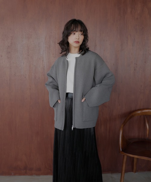 hellam（へラム）の「フラップポケットブルゾン（カーディガン/ボレロ・レディース・ホワイト/ブラック×ホワイト/杢グレー/グレイッシュベージュ/ブラック/ホワイト×ブラック・FREE）」の21枚目の写真