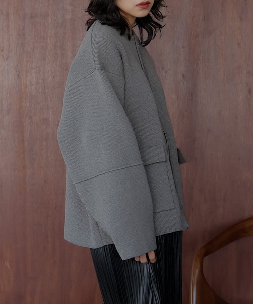 hellam（へラム）の「フラップポケットブルゾン（カーディガン/ボレロ・レディース・ホワイト/ブラック×ホワイト/杢グレー/グレイッシュベージュ/ブラック/ホワイト×ブラック・FREE）」の17枚目の写真