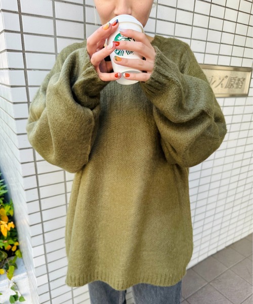 HOUSTON(ヒューストン)の「HOUSTON / ヒューストン / MOHAIR TOUCH SWEATER / 22138(ニット/セーター・レディース・オリーブ/マスタード/パープル/ミント/ブラック/ブラウン・XX-LARGE)」の3枚目の写真